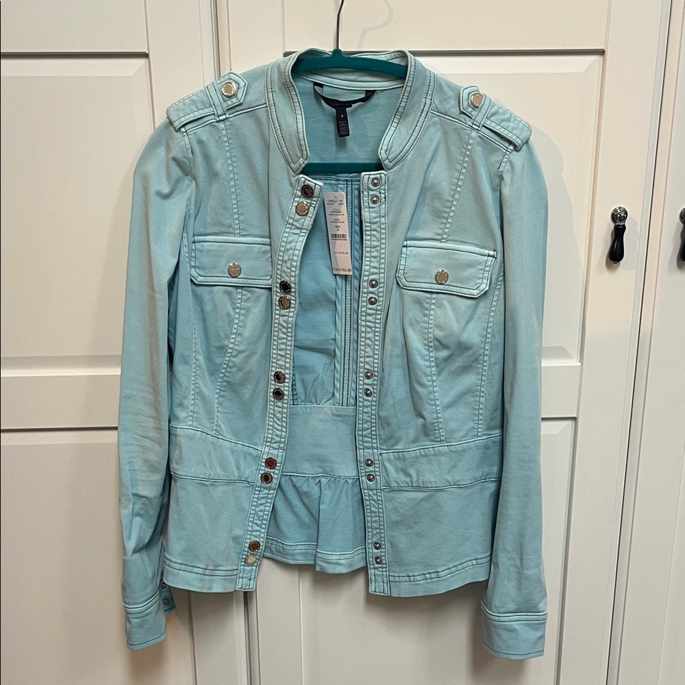 White House Black Market Light Blue Utility Jacket